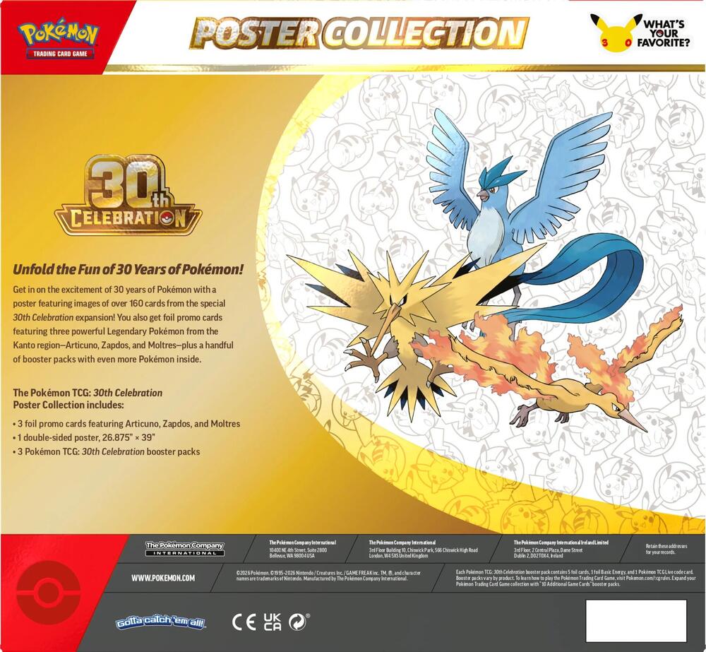(PREORDER SEPTEMBER 2026) Pokemon TCG 30th Celebration 30C Poster Collection Box