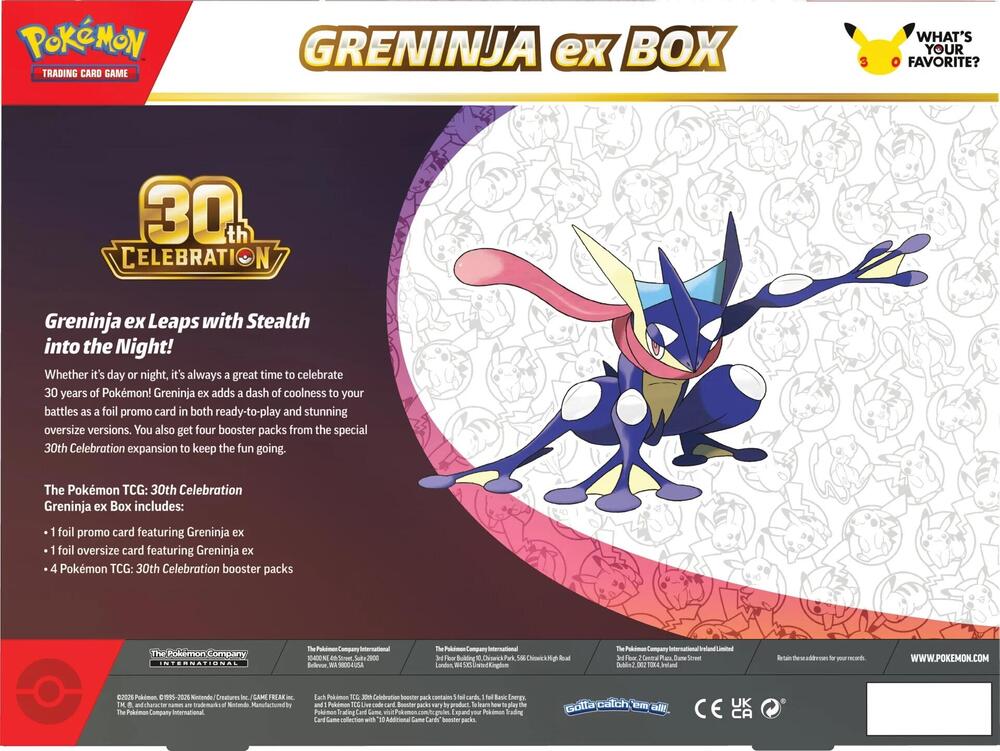 (PREORDER SEPTEMBER 2026) Pokemon TCG 30th Celebration 30C Sylveon ex and Greninja ex Box