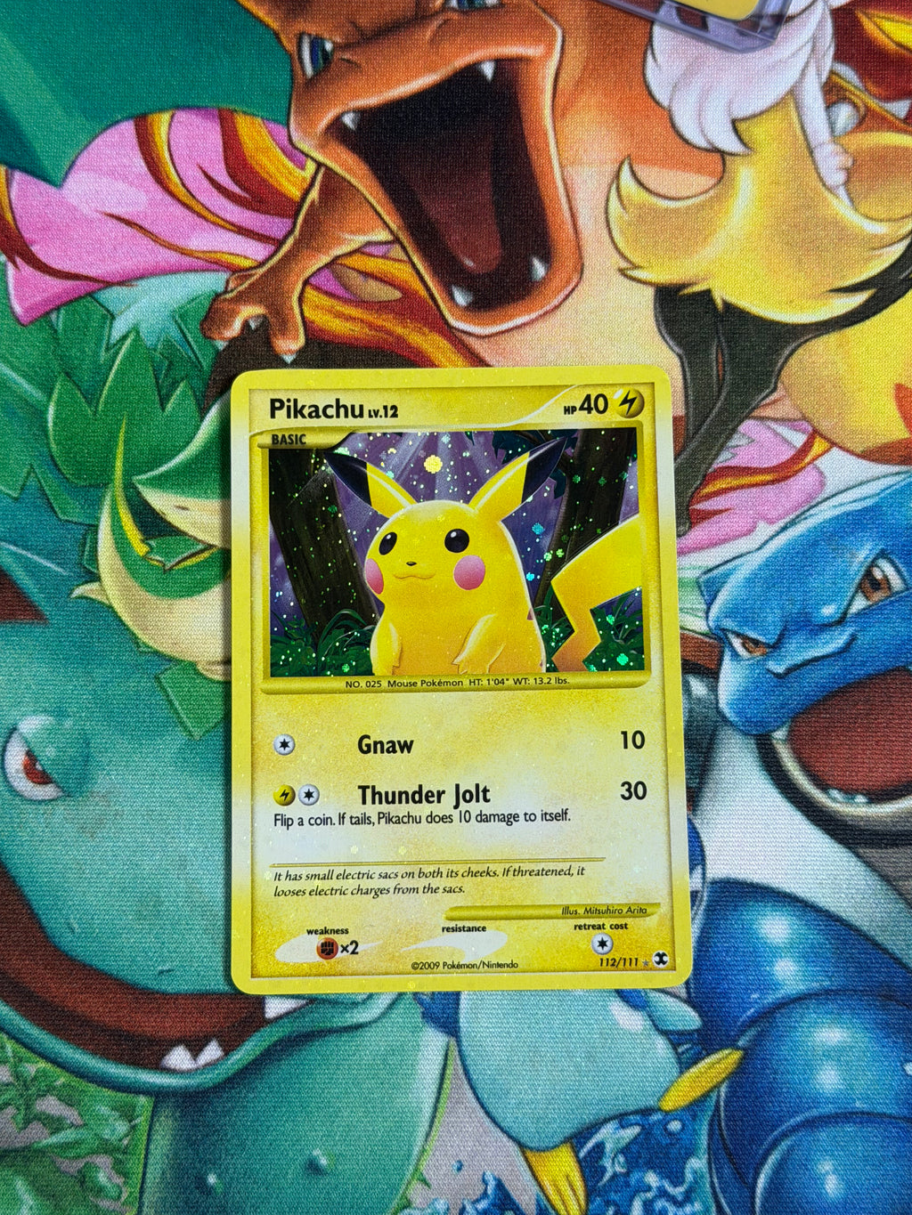 Pikachu (with Holobeed) - 112/114 - Secret Rare - Rising Rivals