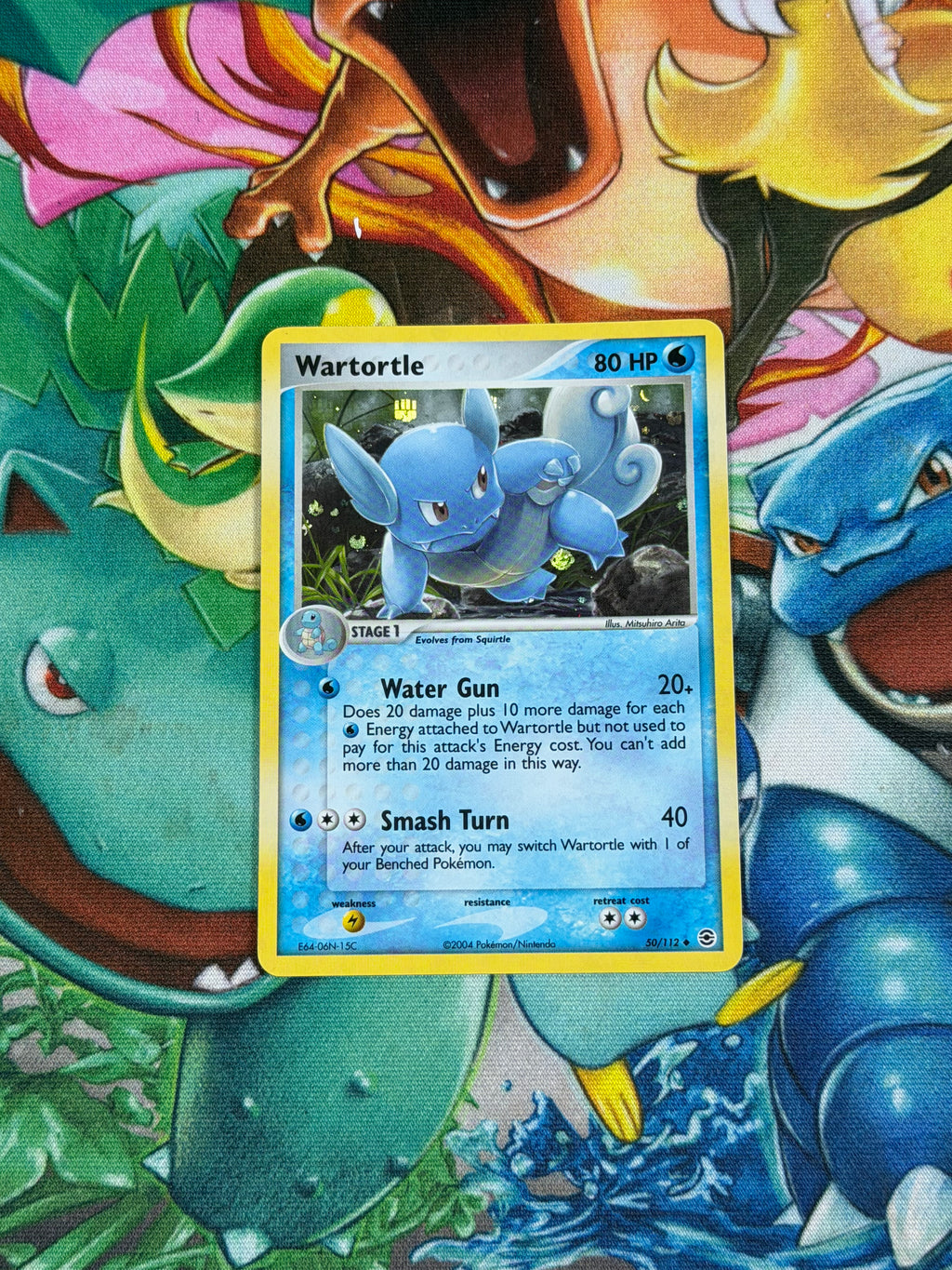 Wartortle - 50/112 - Reverse Holo - Fire Red & Leaf Green