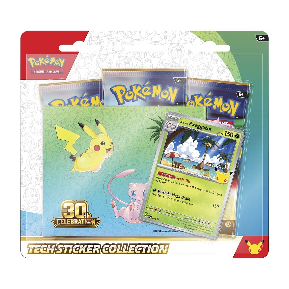 (PREORDER SEPTEMBER 2026) Pokemon TCG 30th Celebration 30C Tech Sticker Collection Lucario and Alolan Exeggutor