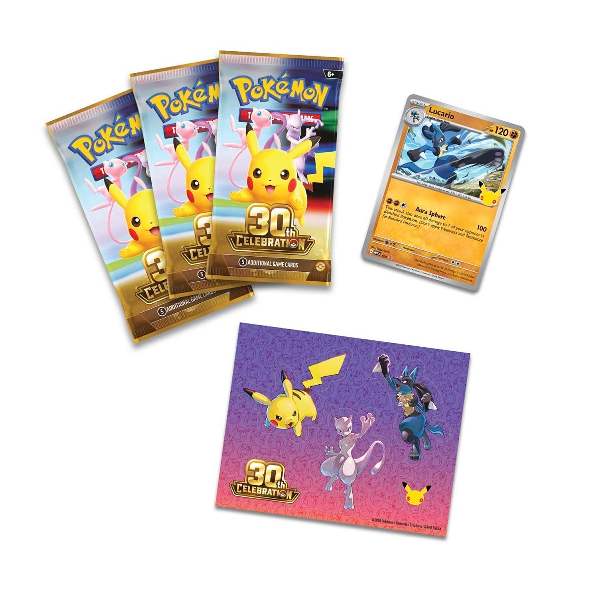 (PREORDER SEPTEMBER 2026) Pokemon TCG 30th Celebration 30C Tech Sticker Collection Lucario and Alolan Exeggutor